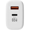 Telefono įkroviklis VEGER USB A + Typ C PD QC3.0 3,25A 65W + laidas USB C į USB C TR67 baltas