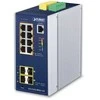 Šakotuvas PLANET Industrial 8-Port GE PoE+ 2*1G SFP+ 2*2,5G SFP - 8-Port Managed L2+ Gigabit Ethernet (10/100/1000) Power over Ethernet (PoE) Aliuminio, Mėlyna