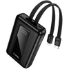 Powerbank 10000 mAh QC PD 22,5W su įmontuotais laidais USB C+ Lightning Hoco J162 juodas