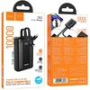 Powerbank 10000 mAh QC PD 22,5W with built-in cables USB C+ Lightning Hoco J162 juodas