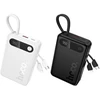 Powerbank 10000 mAh QC PD 2A 22,5W with built-in cables USB C + Lightning Hoco J171 Edge baltas