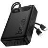 Powerbank 10000 mAh QC PD 2A 22,5W with built-in cables USB C + Lightning Hoco J171 Edge juodas