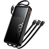 Powerbank 10000 mAh QC PD 2A 22,5W with built-in cables USB A + USB C + Lightning + Micro USB Hoco J156 juodas