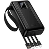 Powerbank 20000 mAh QC PD 22,5W with built-in cables USB A + USB C+ Lightning + Micro USB and two lights Hoco J173 juodas