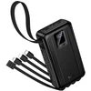 Powerbank 20000 mAh QC PD 22,5W with built-in cables USB A + USB C+ Lightning + Micro USB and two lights Hoco J173 juodas