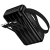 Powerbank 20000 mAh QC PD 22,5W with built-in cables USB A + USB C+ Lightning + Micro USB and two lights Hoco J173 juodas
