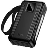 Powerbank 20000 mAh QC PD 22,5W with built-in cables USB A + USB C+ Lightning + Micro USB and two lights Hoco J173 juodas