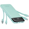 Nešiojamoji baterija 5V 3A 10000 mAh su integruotais laidais USB A / USB C / Lightning / Micro USB Charmast W1148 žalias