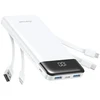 Powerbank Charmast W1148 5V 3A 10000 mAh with built-in cables USB A / USB C / Lightning / Micro USB Baltas