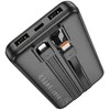 Powerbank Hoco 10000 mAh 2A with built-in cables USB C + Lightning J118 juodas