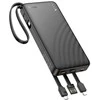 Powerbank Hoco 10000 mAh 2A with four built-in cables USB A + USB C+ Lightning + Micro USB J146 juodas