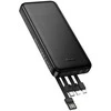 Powerbank Hoco 10000 mAh 2A with four built-in cables USB A + USB C+ Lightning + Micro USB J163 juodas