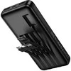 Powerbank Hoco 10000 mAh 2A with four built-in cables USB A + USB C+ Lightning + Micro USB J163 juodas