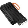 Powerbank Hoco 10000 mAh 2A with built-in cables USB A + USB C+ Lightning + Micro USB and double light J151 juodas