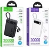 Powerbank Hoco 20000 mAh QC PD 2A 22,5W with built-in cables USB C + Lightning J171A baltas
