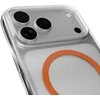 Puro Lite Mag TPU+PC dėklas suderinamas su MagSafe skirtas Apple iPhone 17 Pro – skaidrus su oranžinės spalvos žiedu