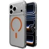 Puro Lite Mag TPU+PC dėklas suderinamas su MagSafe skirtas Apple iPhone 17 Pro – skaidrus su oranžinės spalvos žiedu