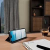 Puro Wallet Stand dėklas skirtas Apple iPhone 17 Pro Max Made of Eco-Leather, with a Flap, Wallet, and Stand Function - juodos spalvos