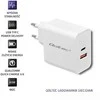 QOLTEC 51715 Įkroviklis 63W 5-20V 1.5-3A USB tipas C PD USB QC 3.0 Baltas