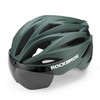 Rockbros Bike Helmet with Visor, Detachable UV Protective Goggles, Unisex - Žalias