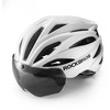 Rockbros Bike Helmet with Visor, Detachable UV Protective Goggles, Unisex, Matte - Baltas