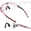 Rockbros dviratininko akiniai Photochromic su UV apsauga ir Corrective Insert 14120008002 – USA Pattern – baltos spalvos