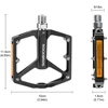 Rockbros K371 Reflective Aluminum Bicycle Pedals with Sealed Bearings - Juodas
