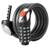 Rockbros RKS531 bicycle lock with 5-digit code, steel cable, 120 cm, with LED lighting - juodas