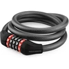 Rockbros RKS531 bicycle lock with 5-digit code, steel cable, 120 cm, with LED lighting - juodas