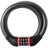 Rockbros RKS531 bicycle lock with 5-digit code, steel cable, 120 cm, with LED lighting - juodas