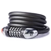 Rockbros RKS531 bicycle lock with 5-digit code, steel cable, 120 cm, with LED lighting - juodas