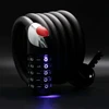 Rockbros RKS531 bike lock with 5-digit code, steel cable, 180 cm, with LED lighting - juodas