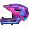 Rockbros TT-32SBPP-M children's bicycle helmet with removable chinbar, dydis M – violetinė-pink