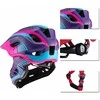 Rockbros TT-32SBPP-M children's bicycle helmet with removable chinbar, dydis M – violetinė-pink