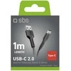 SBS TECABLETYC1KPOS USB-A - USB-C kabelis 1m - juodas