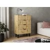 „Top E Shop“ SCANDI 4S SLIM ĄŽUOLINĖ ARTISAN KOMODA SU STALČIAIS