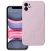 OEM dėklas, skirtas „iPhone 11“ silikoniniam „Mag“ dėklui, suderinamas su „MagSafe“ (apsauga nuo kameros), rožinis
