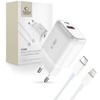 Tech-Protect C20W USB-C PD 20W / USB-A QC 3.0 įkroviklis su USB-C / Lightning kabeliu – baltas