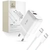 Tech-Protect C20W USB-C PD 20W / USB-A QC 3.0 įkroviklis su USB-C / USB-C laidu – baltas