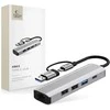 Tech-Protect HB03 HUB Adapteris 5in1 USB-C + USB2.0 + USB3.0 + RJ45 - pilka