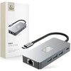 Tech-Protect HB05 HUB 9in1 USB-C + USB2.0 + USB3.0 + HDMI 4K 60HZ + SD / TF + PD100W + RJ45 adapteris - pilka