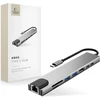 Tech-Protect HB09 USB hub 8in1 TYPE-C + USB-A 3.0 + USB-C 3.0 + HDMI 4K 60HZ + SD/TF + PD100W + RJ45 1000 MB/S - pilka