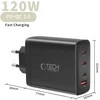 Tech-Protect NC120W-GAN 4-Port laidinis įkroviklis PD 120W / QC3.0 juodos spalvos