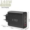 Tech-Protect NC140W-GAN 4-Port laidinis įkroviklis PD 140W / QC3.0 juodos spalvos