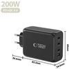 Tech-Protect NC200W-GAN 4-port laidinis įkroviklis PD 200W / QC3.0 juodos spalvos