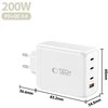 Tech-Protect NC200W-GAN 4-port laidinis įkroviklis PD 200W / QC3.0 baltos spalvos