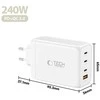 Tech-Protect NC240W-GAN 4-port laidinis įkroviklis PD 240W / QC3.0 baltos spalvos