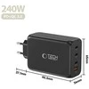 Tech-Protect NC240W-GAN 4-port laidinis įkroviklis PD 240W / QC3.0 juodos spalvos