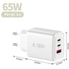 Tech-Protect NCA65W-GAN 3 prievadų tinklo įkroviklis PD 65W / QC3.0 Baltas