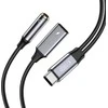 Tech-Protect UltraBoost USB-C (male) PD 60W 6A / mini jack 3.5mm (female) - USB-C (female) - juodas